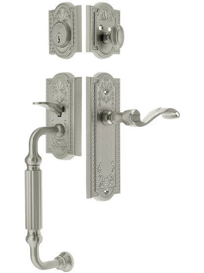 Parthenon Entry Lock Set in Satin Nickel Finish with Left-Handed Portofino Lever and